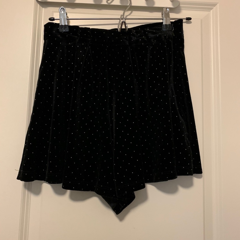 Topshop velvet polka dot high waist high rise shorts